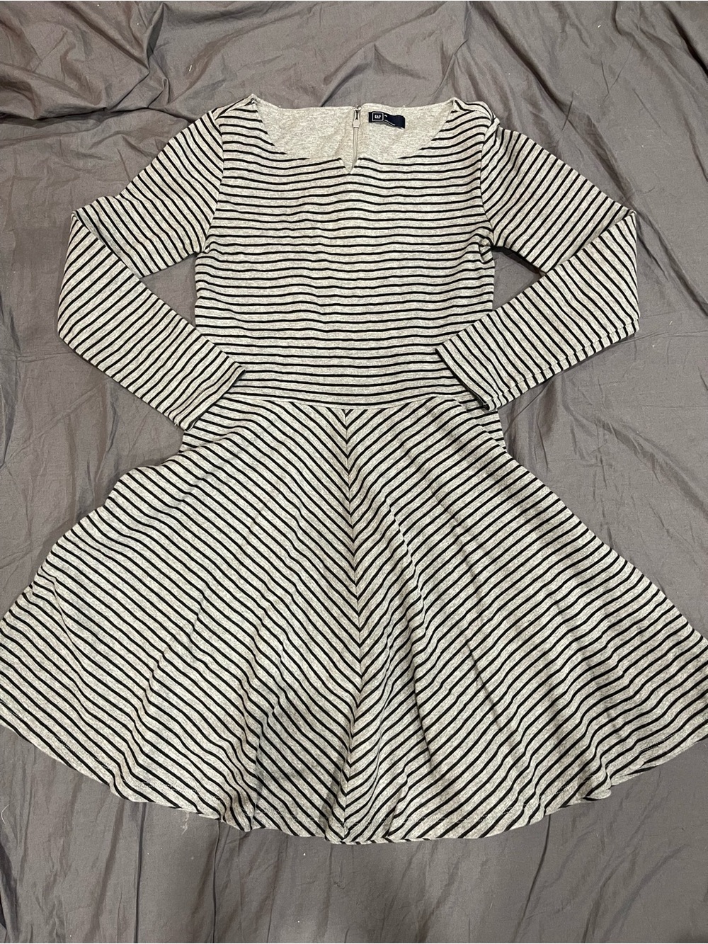 GAP Gray and Black Striped Dress